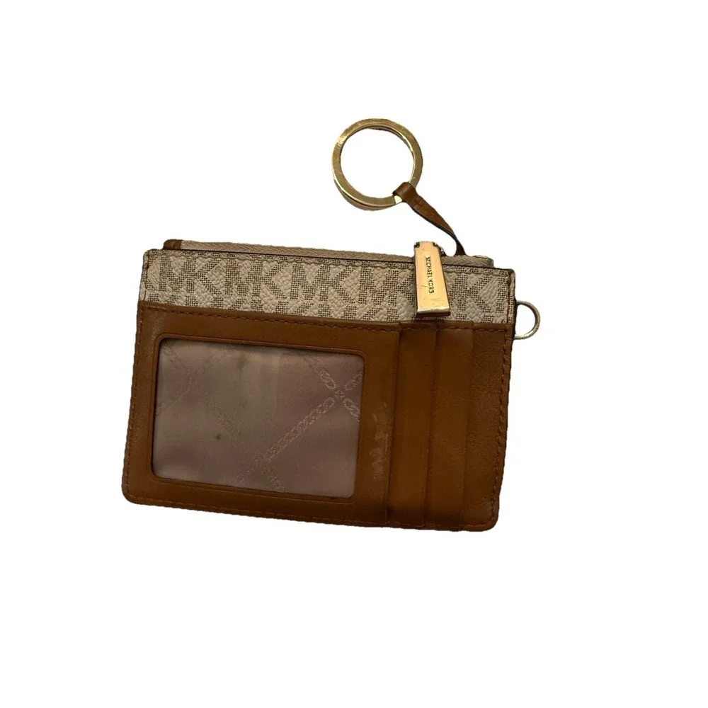 MICHAEL KORS JET‎ SET TRAVEL COIN KEYCHAIN ID POUCH TAN BROWN